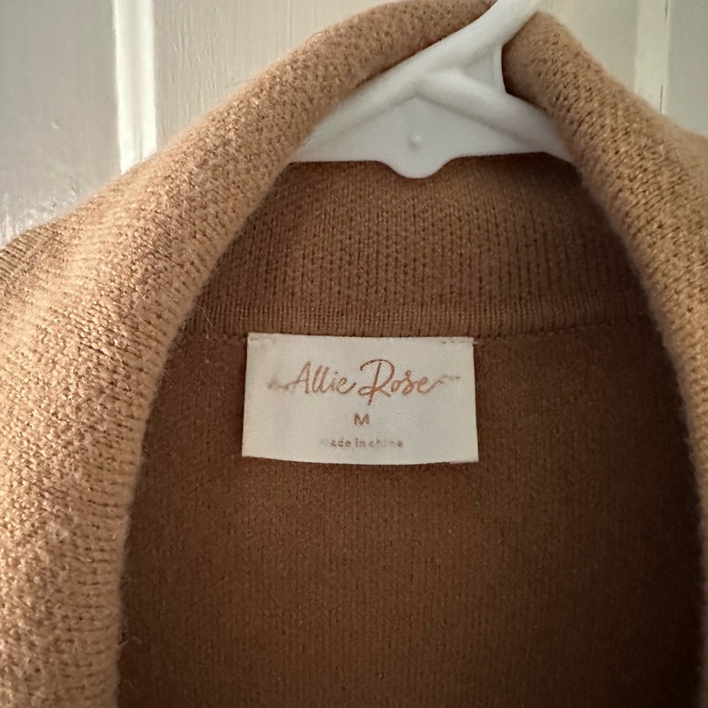 Tan Oversized Wool Blend Cardigan Sweater - Picture 2 of 3